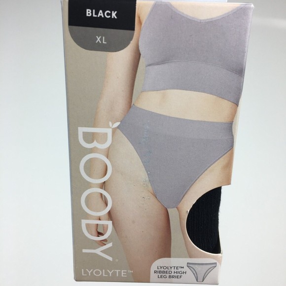 NIP BOODY Women's XL Lyolyte Ribbed High Leg Brief Black Seamless Soft bamboo - Picture 4 of 10